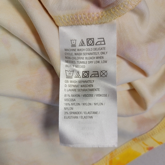 Isaac Mizrahi Live! Women's Printed Swing Sleeveless Top w Neck Detail Yellow 5X - Picture 6 of 6